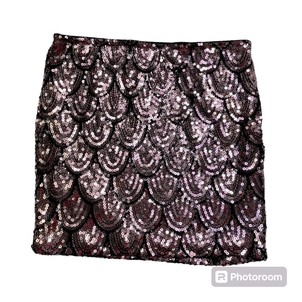 Lily Rose Women's Sequin Mini Skirt Pink and Black Stretchy Size Medium